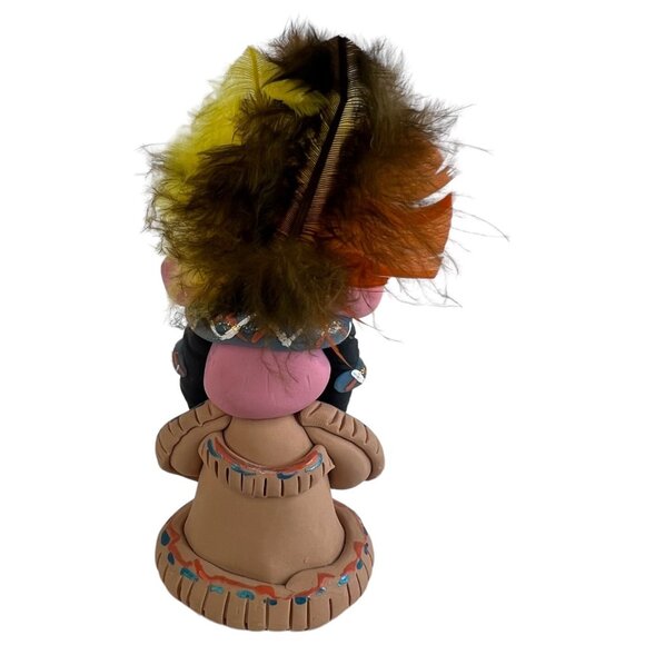 3 Clay Pig Art Sculpture Figurines Bumblebee Native American Indian Girl - Picture 7 of 12